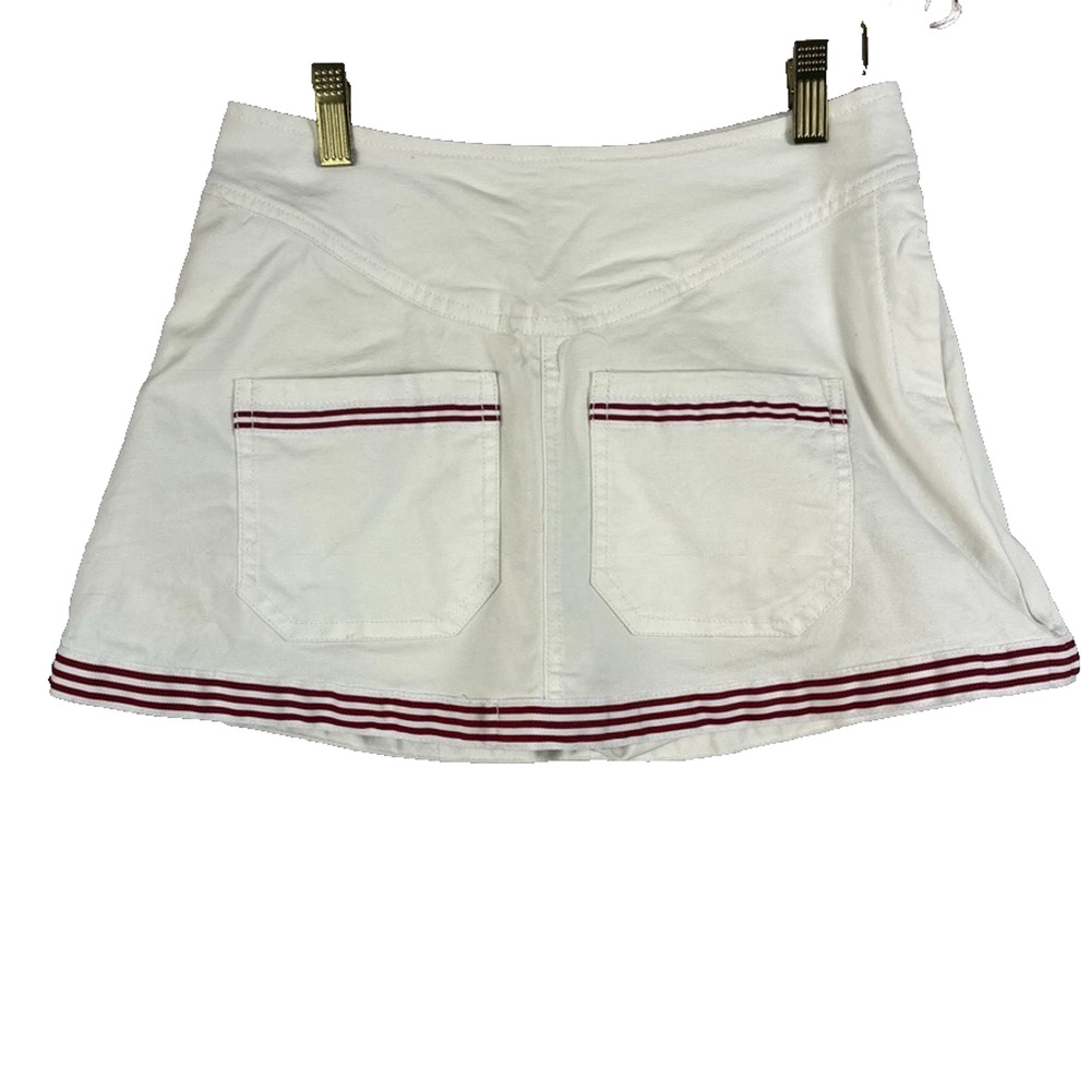 Pilcro Marseille Skort Size 26 White Contrasting Red Stripes Along Hem - Picture 2 of 13